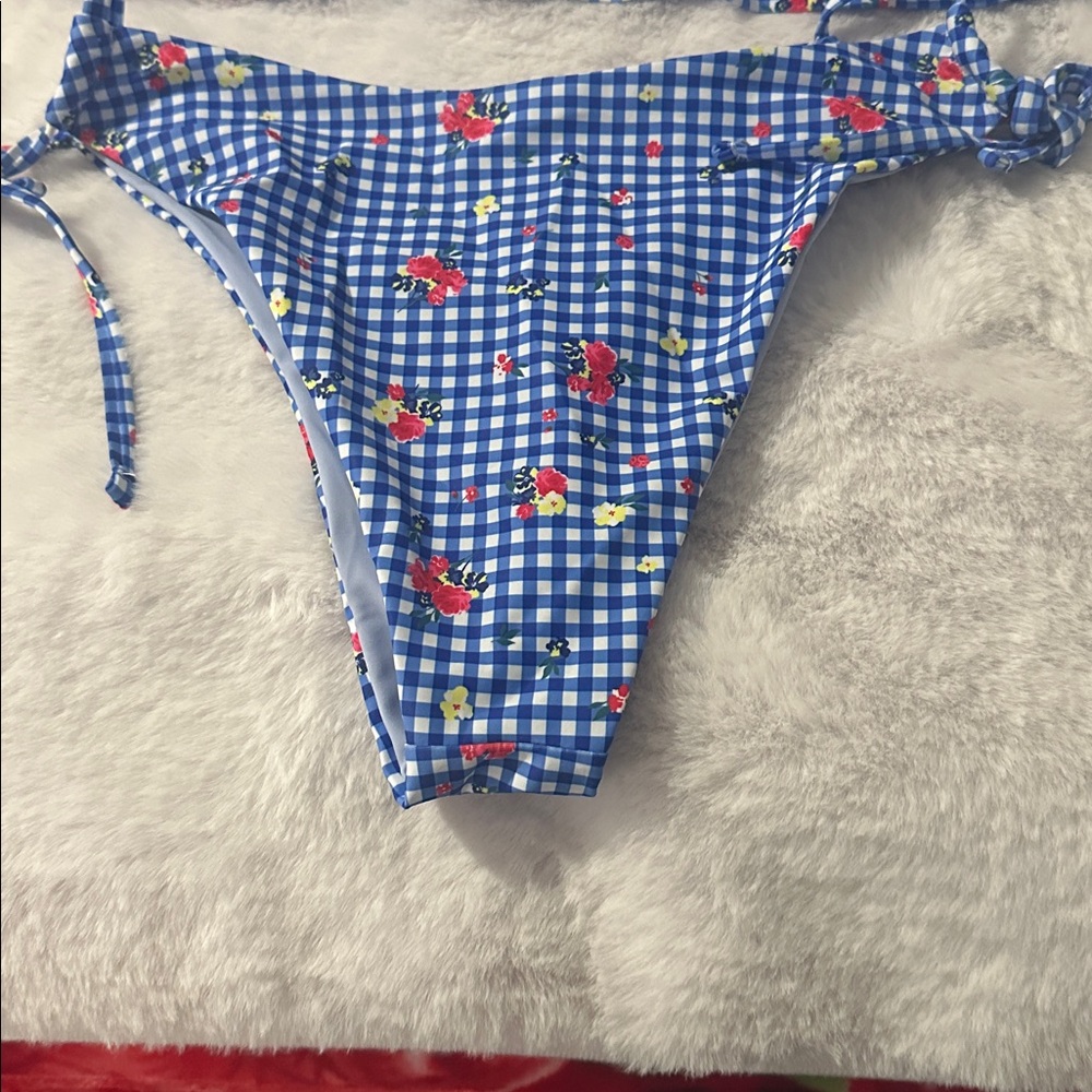 Zaful Blue Gingham floral Bikini Set - Picture 7 of 8